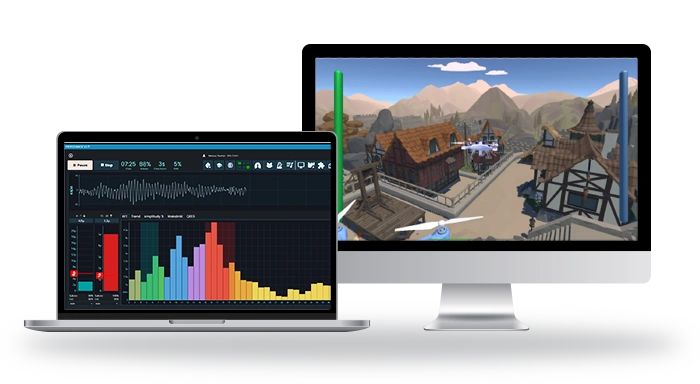 Stanowisko biofeedback z zestawem Profeedback 5 — laptop z oprogramowaniem QEEG i gra terapeutyczna