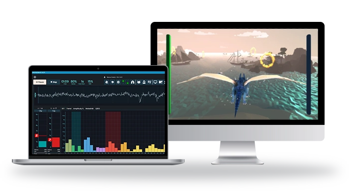 Stanowisko biofeedback z zestawem Profeedback 5+ — laptop z QEEG i gra terapeutyczna