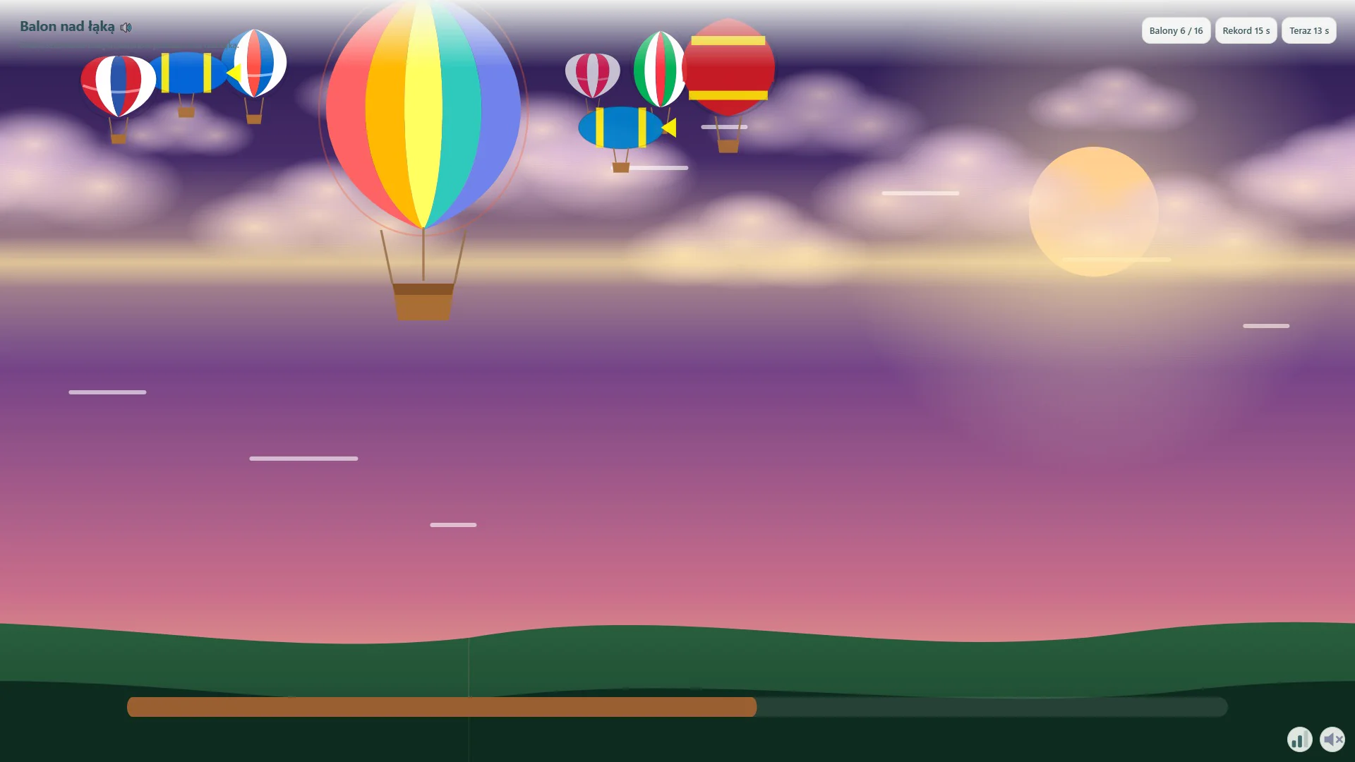 Balon nad łąką — przykładowy przebieg animacji