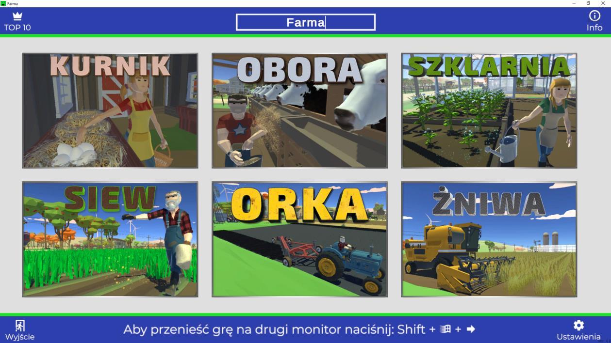 Farma — ekran wyboru gier