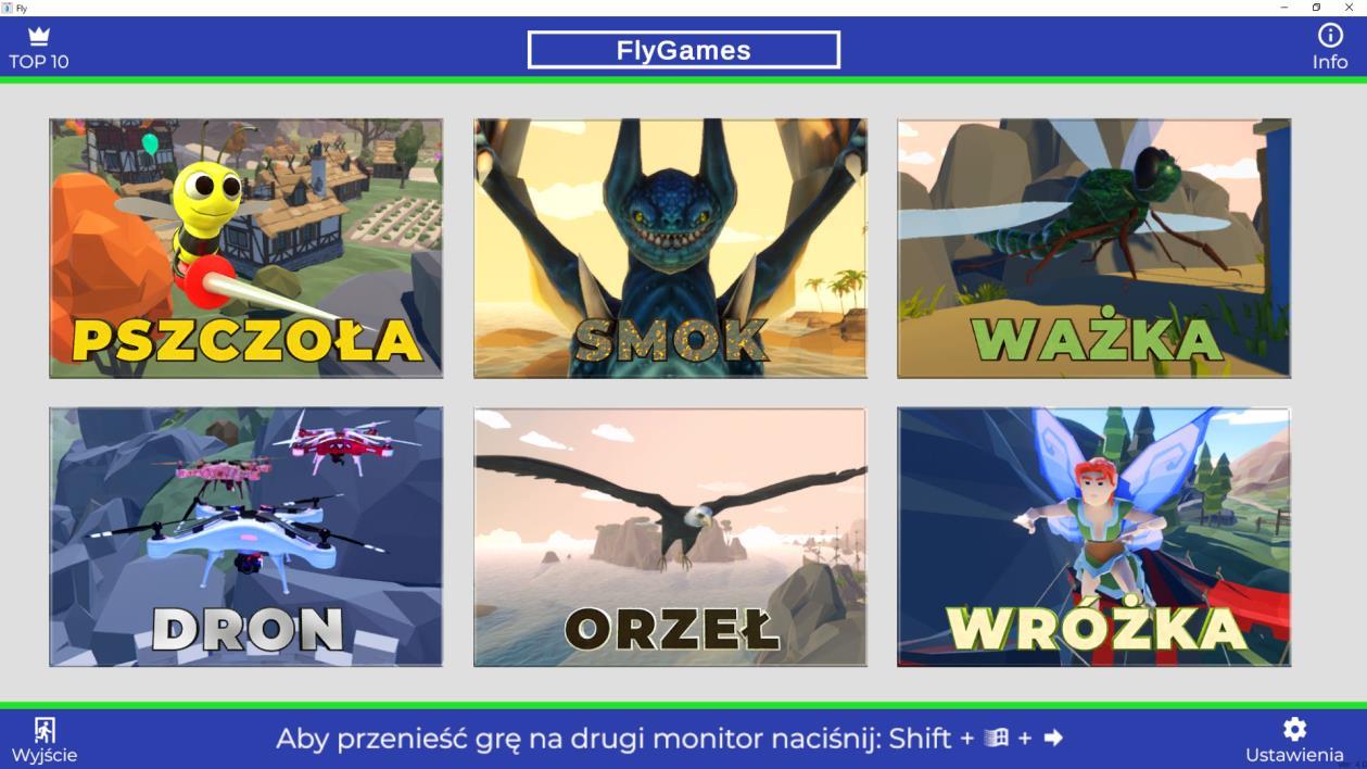 FlyGames — ekran wyboru gier