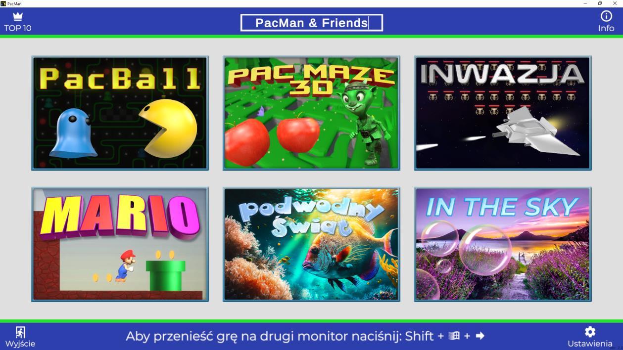 PacMan i przyjaciele — ekran wyboru gier