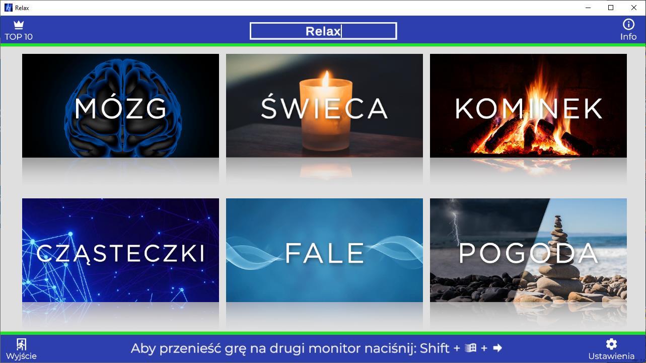 Relax — ekran wyboru gier