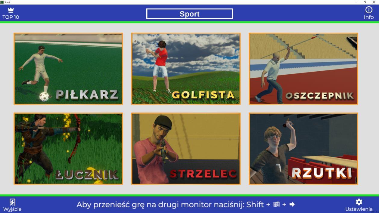 Sport Games — ekran wyboru gier