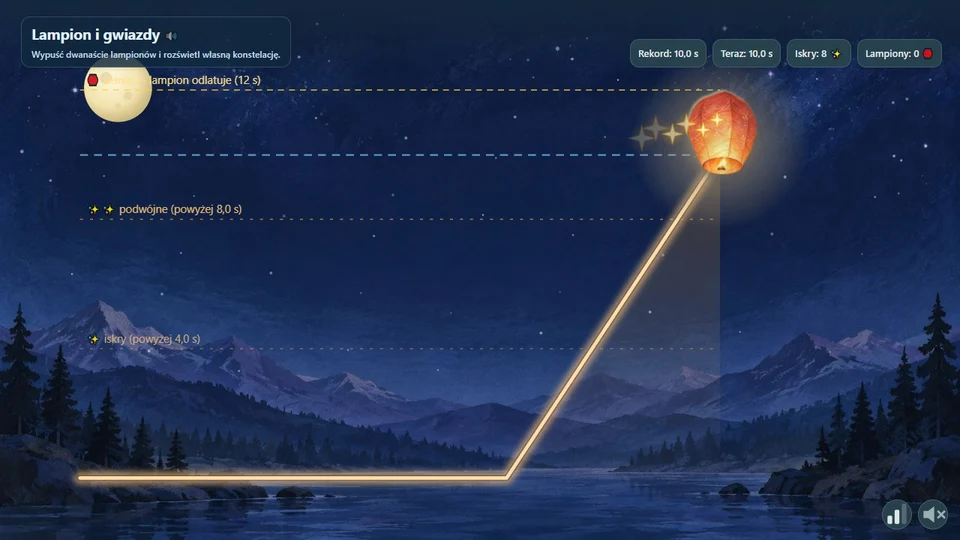Lampion i gwiazdy — ekran gry