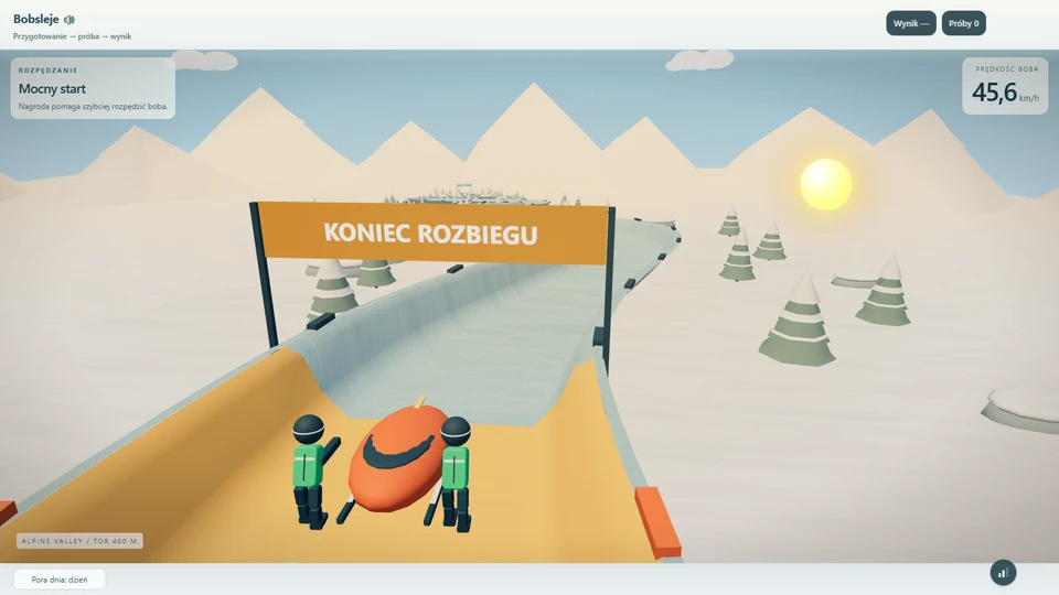 Bobsleje: rzeczywisty kadr aktualnej animacji