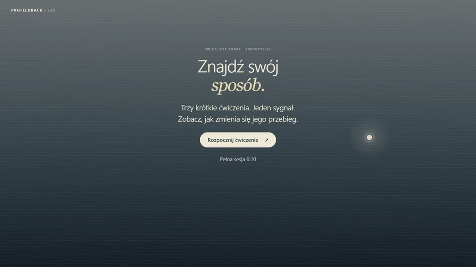 Ekran sesji Punkt z zaproszeniem do trzech ćwiczeń